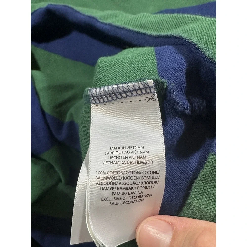 Polo Ralph Lauren Men's XXL Green Blue Striped Rugby Shirt Classic Fit